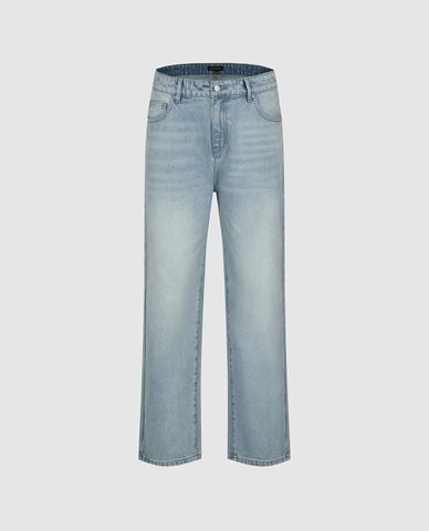  URBAN REVIVO - Quần jeans nam ống đứng wash bạc 