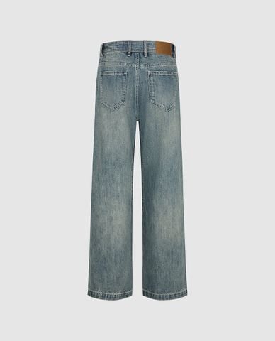  URBAN REVIVO - Quần jeans nam ống rộng wash bạc 