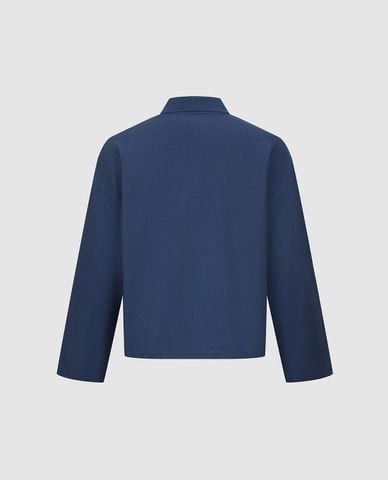  URBAN REVIVO - Áo polo nam cổ bẻ tay dài in chữ 