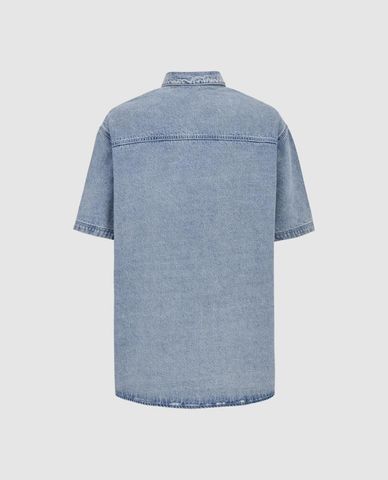  URBAN REVIVO - Áo sơ mi denim nam tay ngắn phối túi 