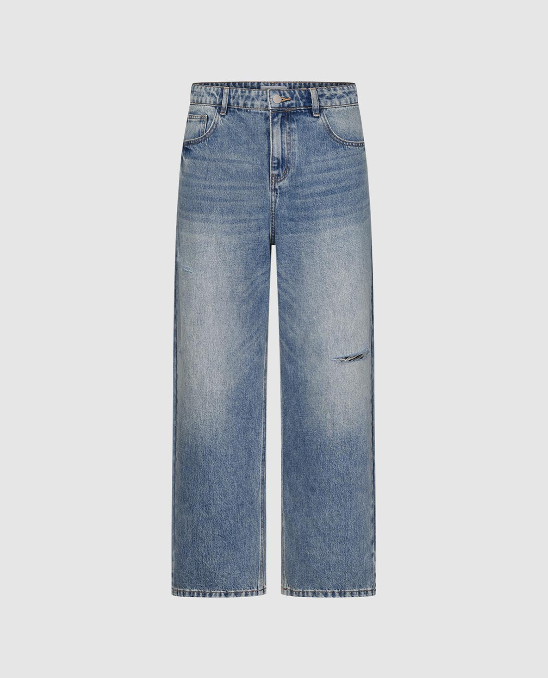 URBAN REVIVO - Quần jeans nam ống rộng wash bạc