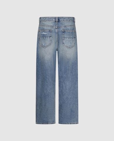  URBAN REVIVO - Quần jeans nam ống rộng wash bạc 