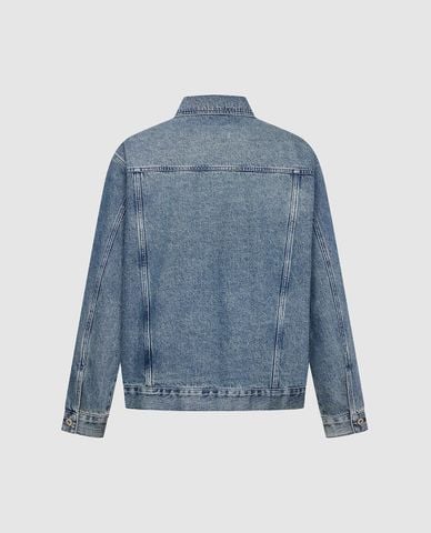  URBAN REVIVO - Áo khoác denim nam cổ bẻ phối nút 