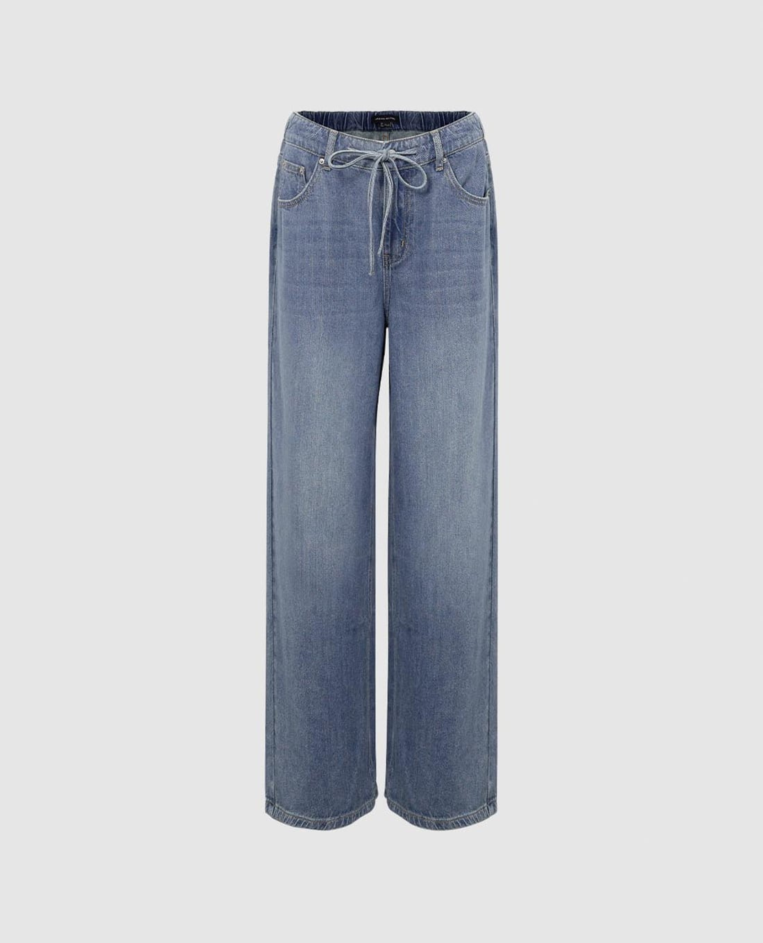 URBAN REVIVO - Quần jeans nữ ống đứng lưng thun
