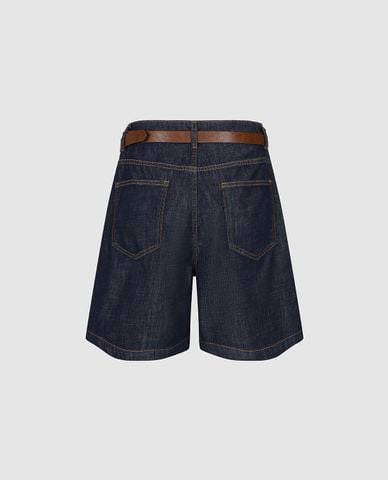  URBAN REVIVO - Quần short jeans nữ phối thắt lưng 