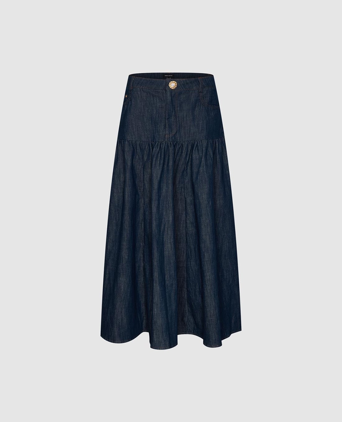 URBAN REVIVO - Chân váy denim midi dáng xòe phối nút