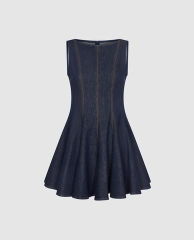  URBAN REVIVO - Đầm denim mini sát nách dáng xòe 