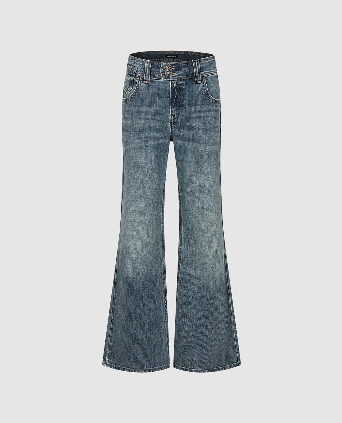 URBAN REVIVO - Quần jeans nữ ống loe wash bạc