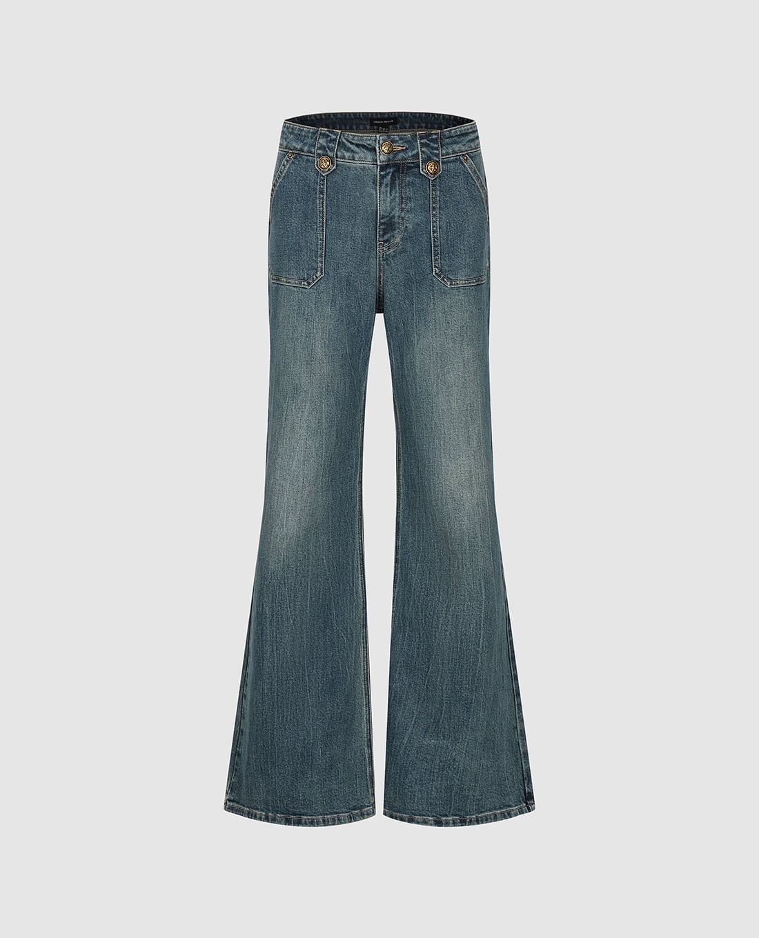 URBAN REVIVO - Quần jeans nữ ống loe wash bạc