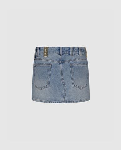  URBAN REVIVO - Chân váy denim mini wash bạc 