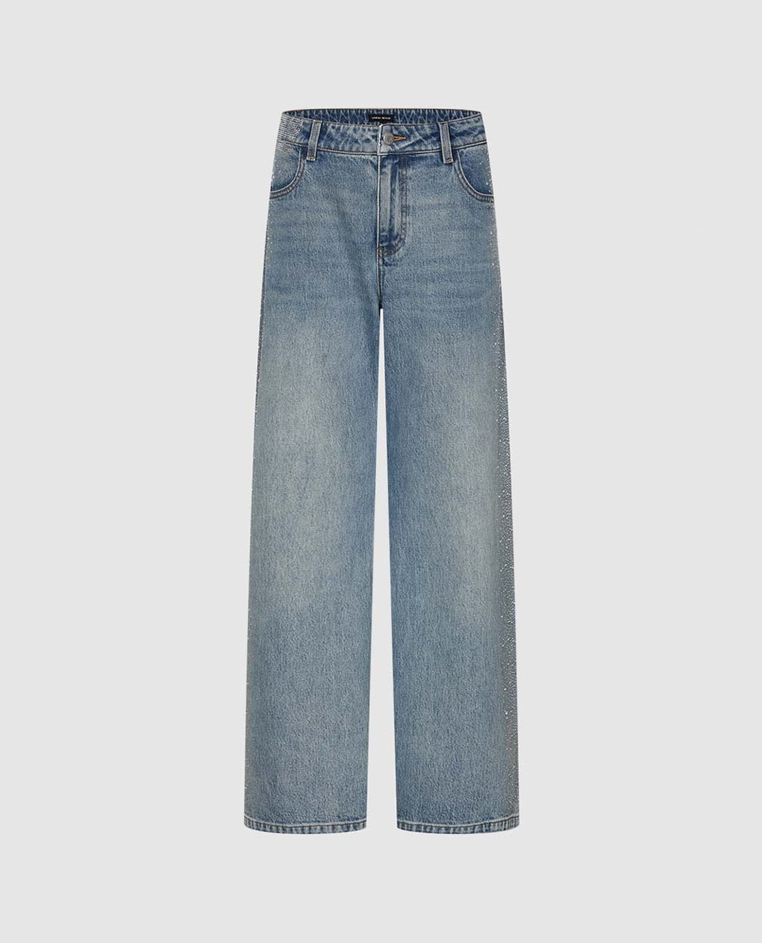 URBAN REVIVO - Quần jeans nữ ống rộng wash bạc