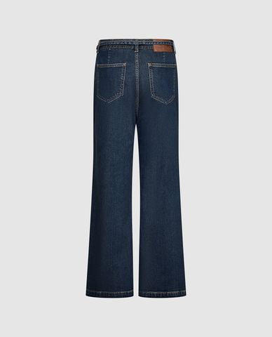  URBAN REVIVO - Quần jeans nữ ống rộng chỉ nổi 