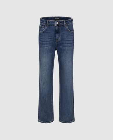  URBAN REVIVO - Quần jeans nữ ống đứng wash bạc 