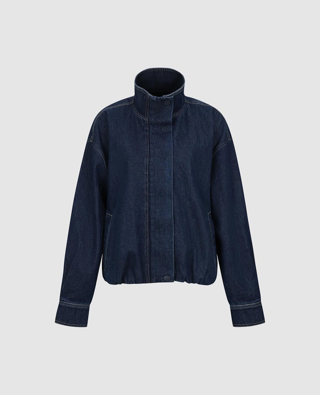 URBAN REVIVO - Áo khoác denim nữ cổ cao phối nút