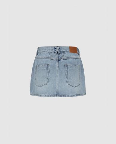  URBAN REVIVO - Chân váy denim mini wash bạc 