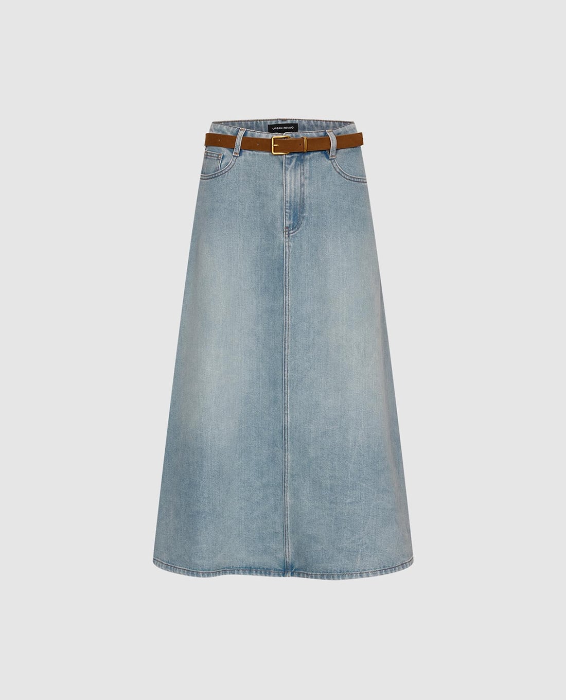 URBAN REVIVO - Chân váy denim midi kèm thắt lưng