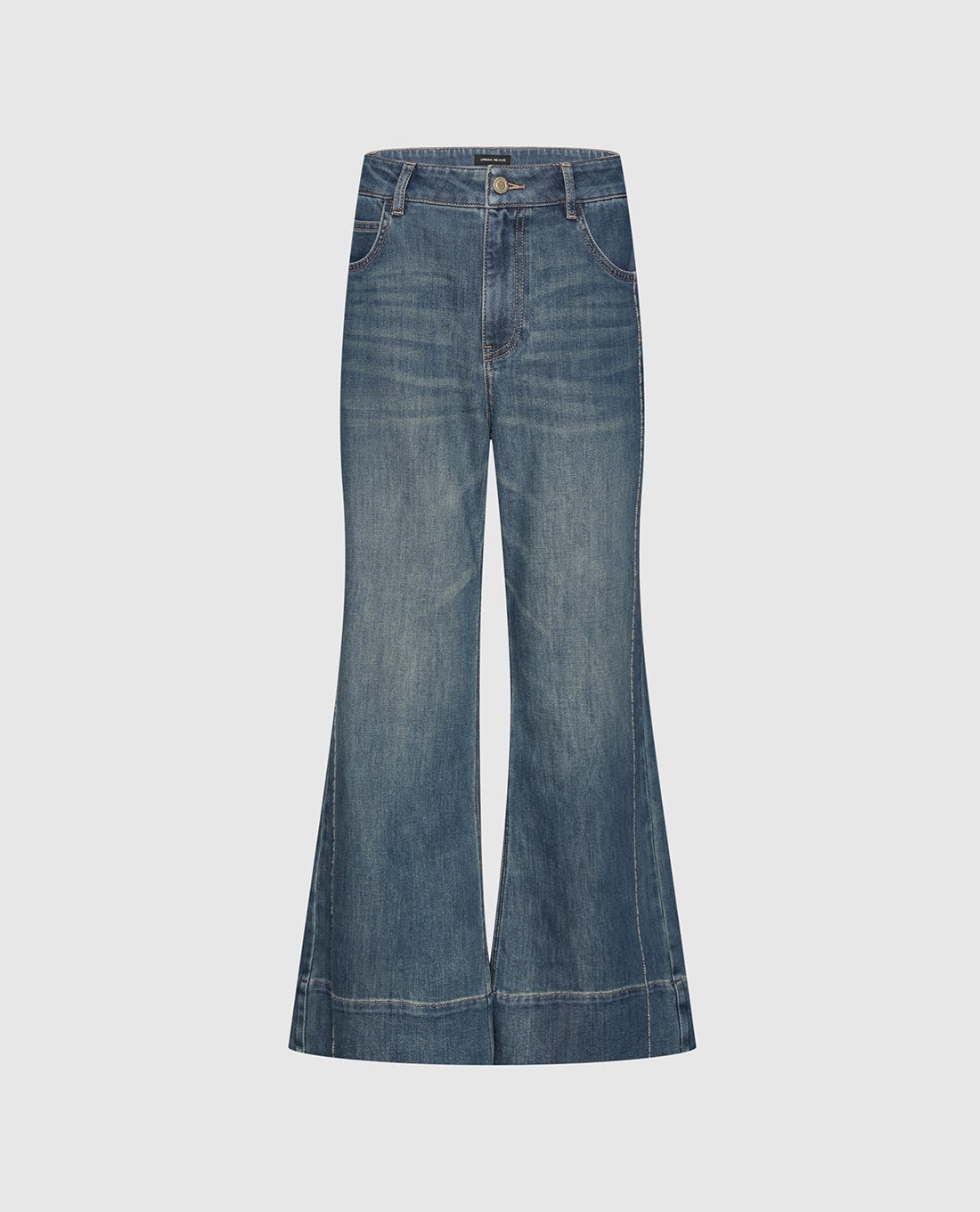 URBAN REVIVO - Quần jeans nữ ống loe wash bạc