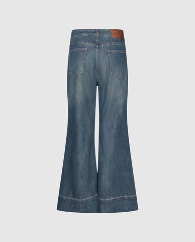  URBAN REVIVO - Quần jeans nữ ống loe wash bạc 