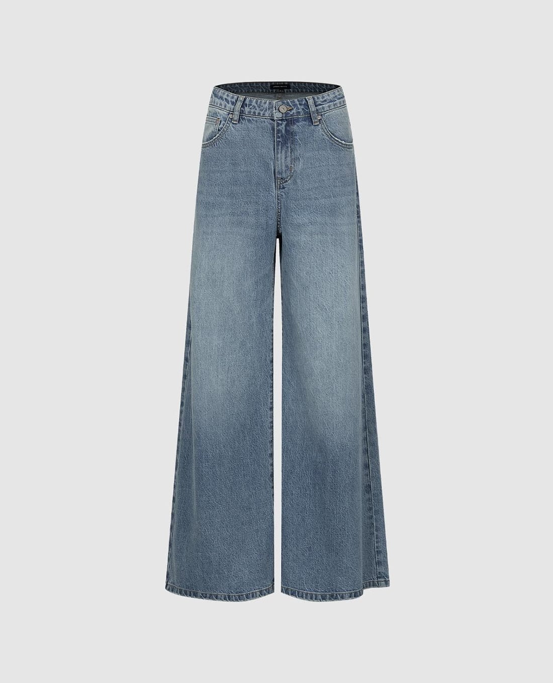 URBAN REVIVO - Quần jeans nữ ống rộng wash bạc