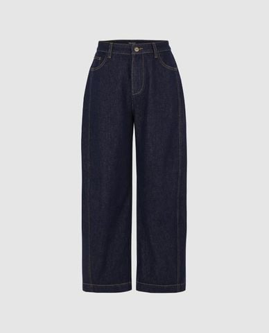  URBAN REVIVO - Quần jeans nữ ống rộng hiện đại 