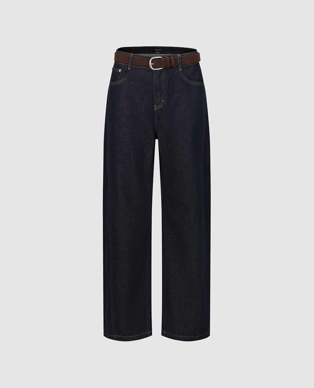 URBAN REVIVO - Quần jeans nữ ống rộng phối thắt lưng