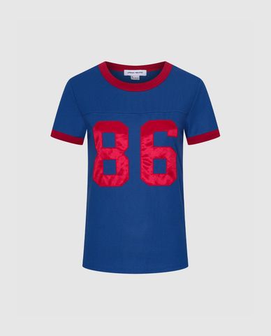  URBAN REVIVO - Áo thun nữ cổ tròn tay ngắn phối viền 