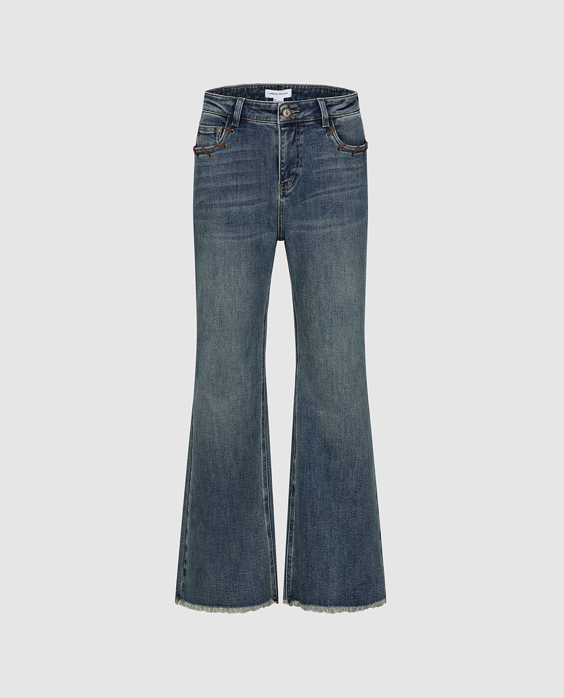 URBAN REVIVO - Quần jeans nữ ống loe wash bạc