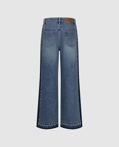  URBAN REVIVO - Quần jeans nữ ống loe phối viền 
