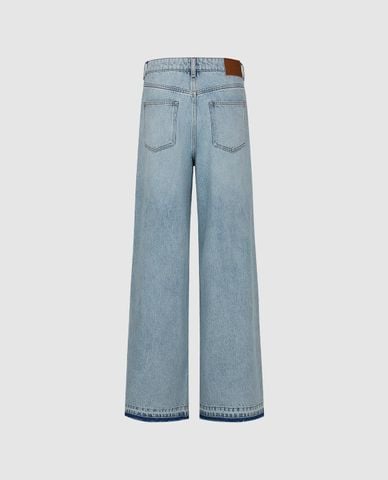  URBAN REVIVO - Quần jeans nữ ống rộng thêu hoa 