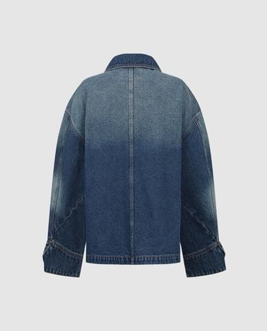  URBAN REVIVO - Áo khoác denim nữ tay dài phối patchwork 