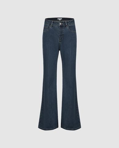  URBAN REVIVO - Quần jeans nữ ống loe cổ điển 