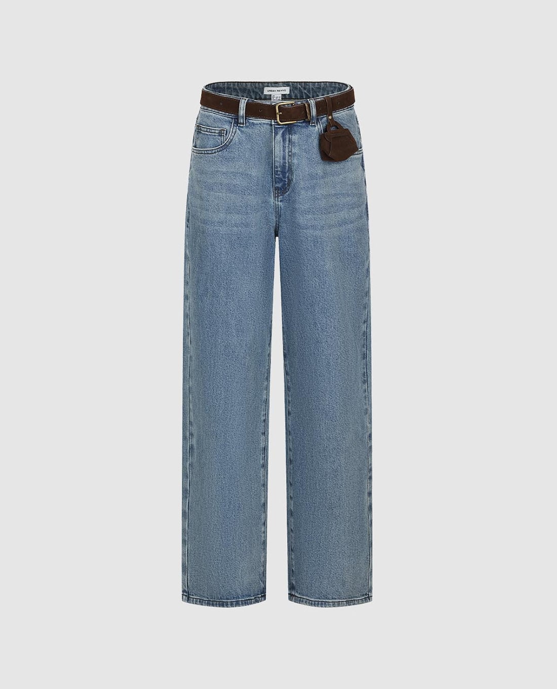 URBAN REVIVO - Quần jeans nữ ống đứng kèm thắt lưng