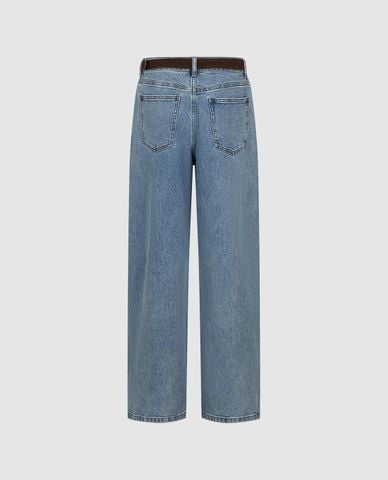  URBAN REVIVO - Quần jeans nữ ống đứng kèm thắt lưng 