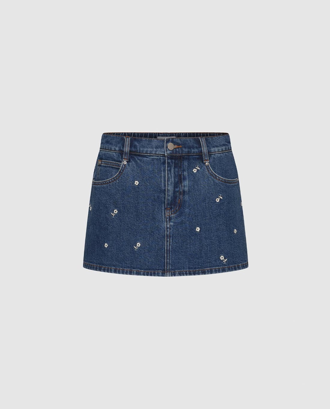 URBAN REVIVO - Chân váy denim mini thêu hoa