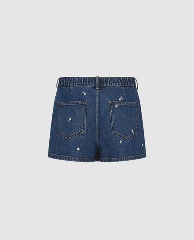  URBAN REVIVO - Chân váy denim mini thêu hoa 