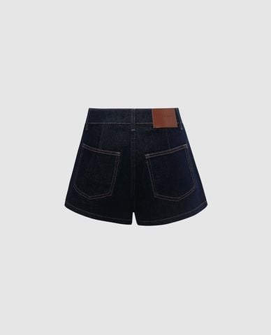  URBAN REVIVO - Quần short jeans nữ giả váy vạt chéo 
