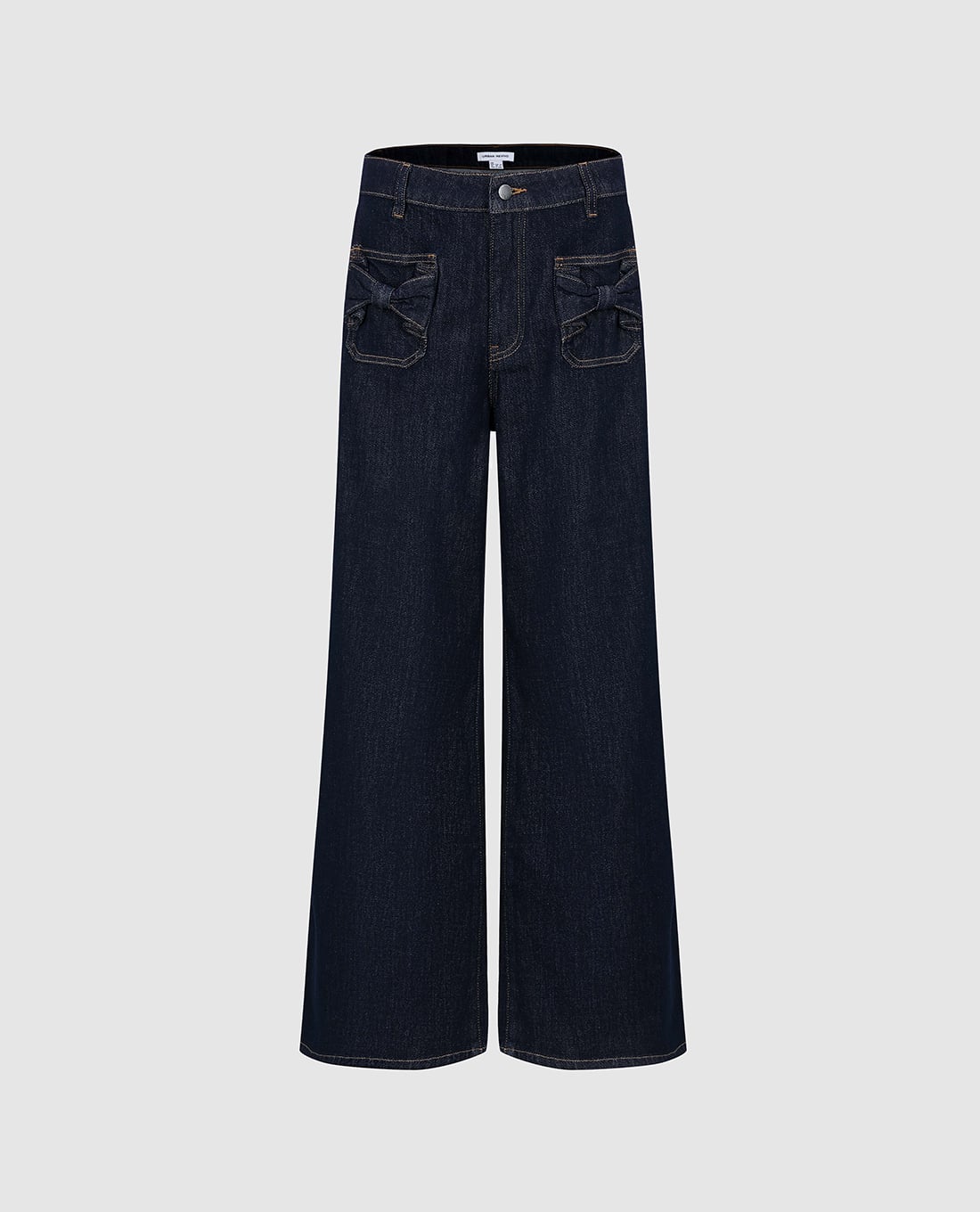 URBAN REVIVO - Quần jeans nữ ống rộng phối nơ