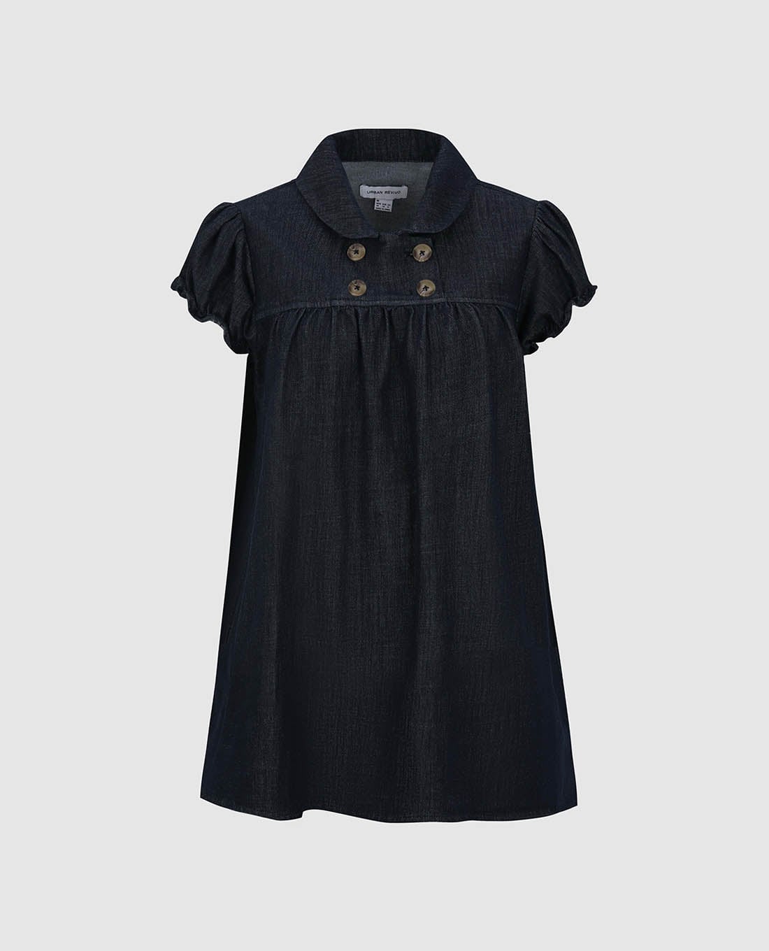 URBAN REVIVO - Đầm denim mini cổ sen tay bồng dáng xòe