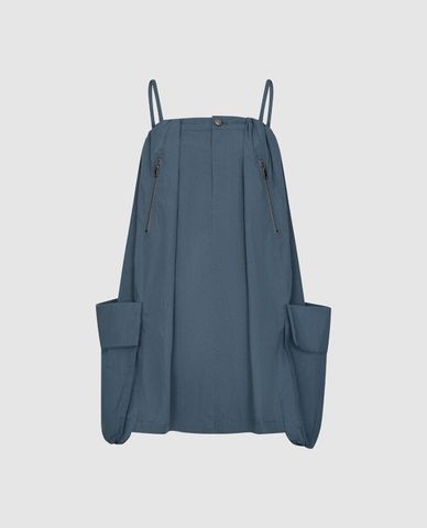  URBAN REVIVO - Đầm hai dây mini dáng xoè phối túi hộp 