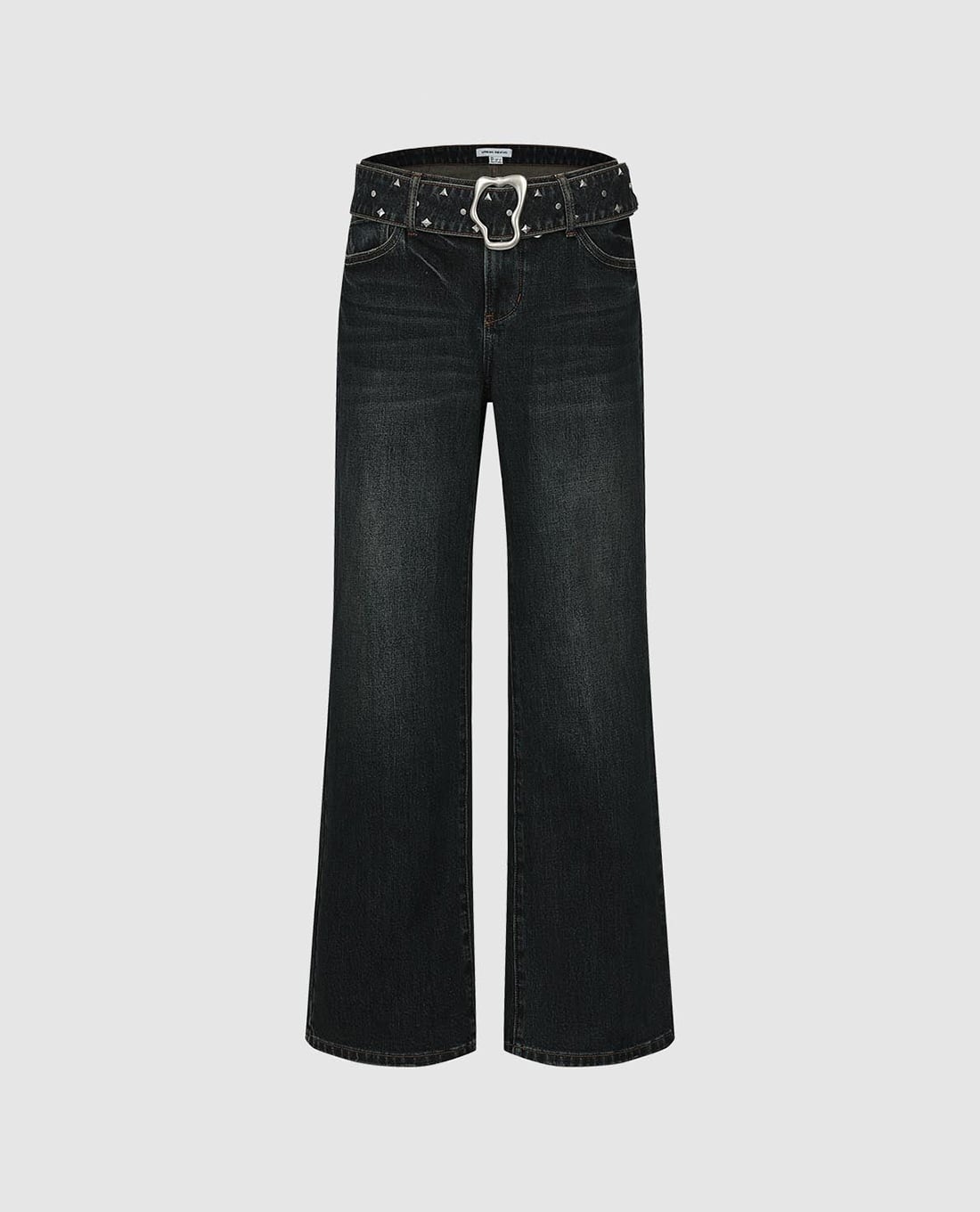 URBAN REVIVO - Quần jeans nữ ống rộng kèm thắt lưng