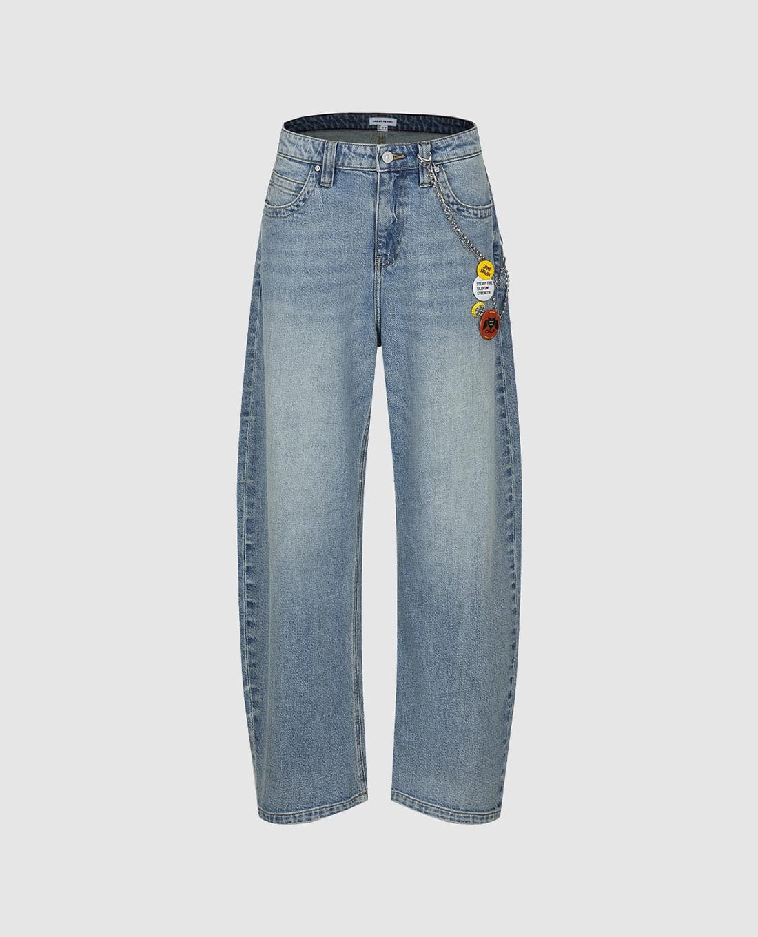 URBAN REVIVO - Quần jeans nữ ống đứng phối charm