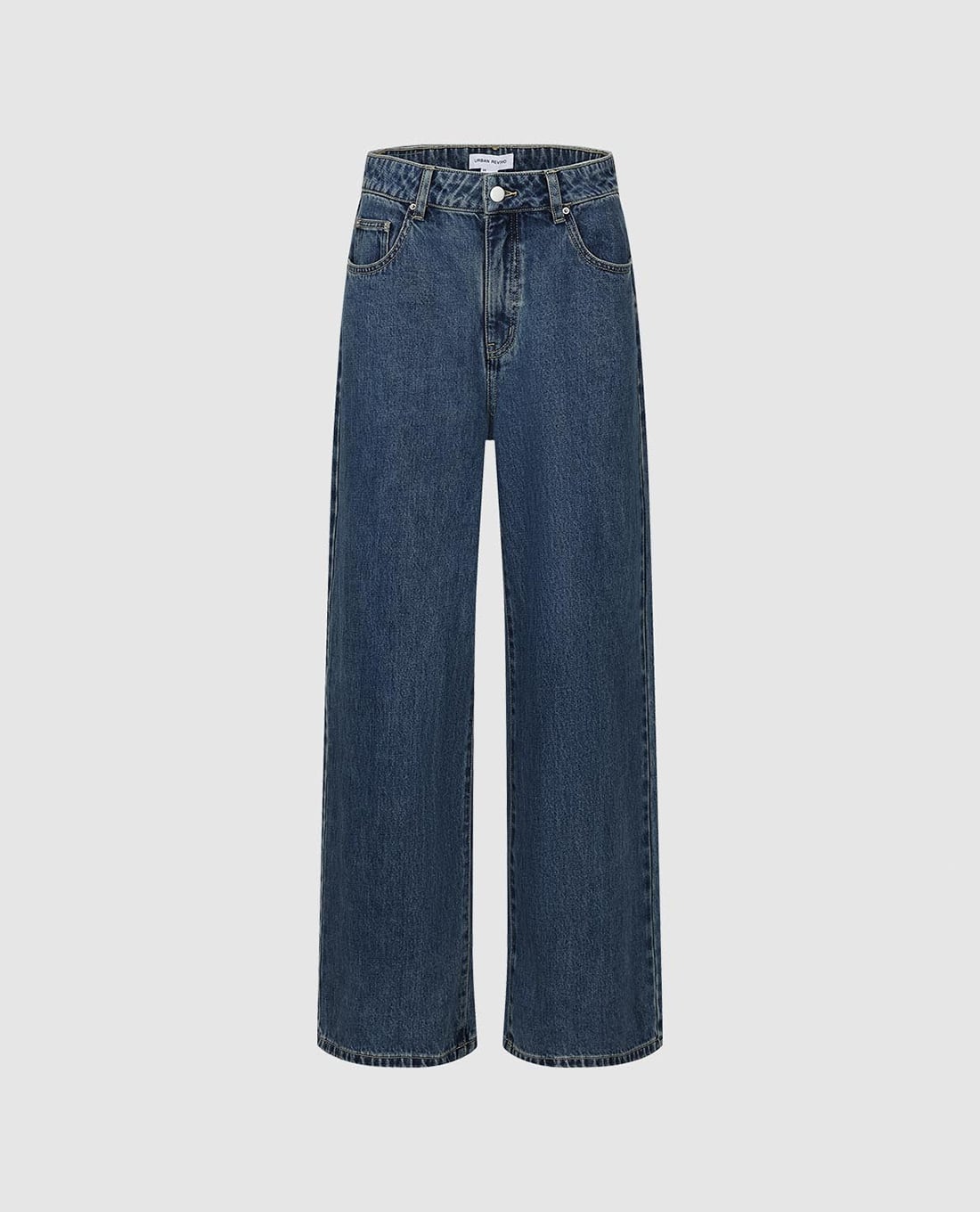 URBAN REVIVO - Quần jeans nữ ống rộng cổ điển