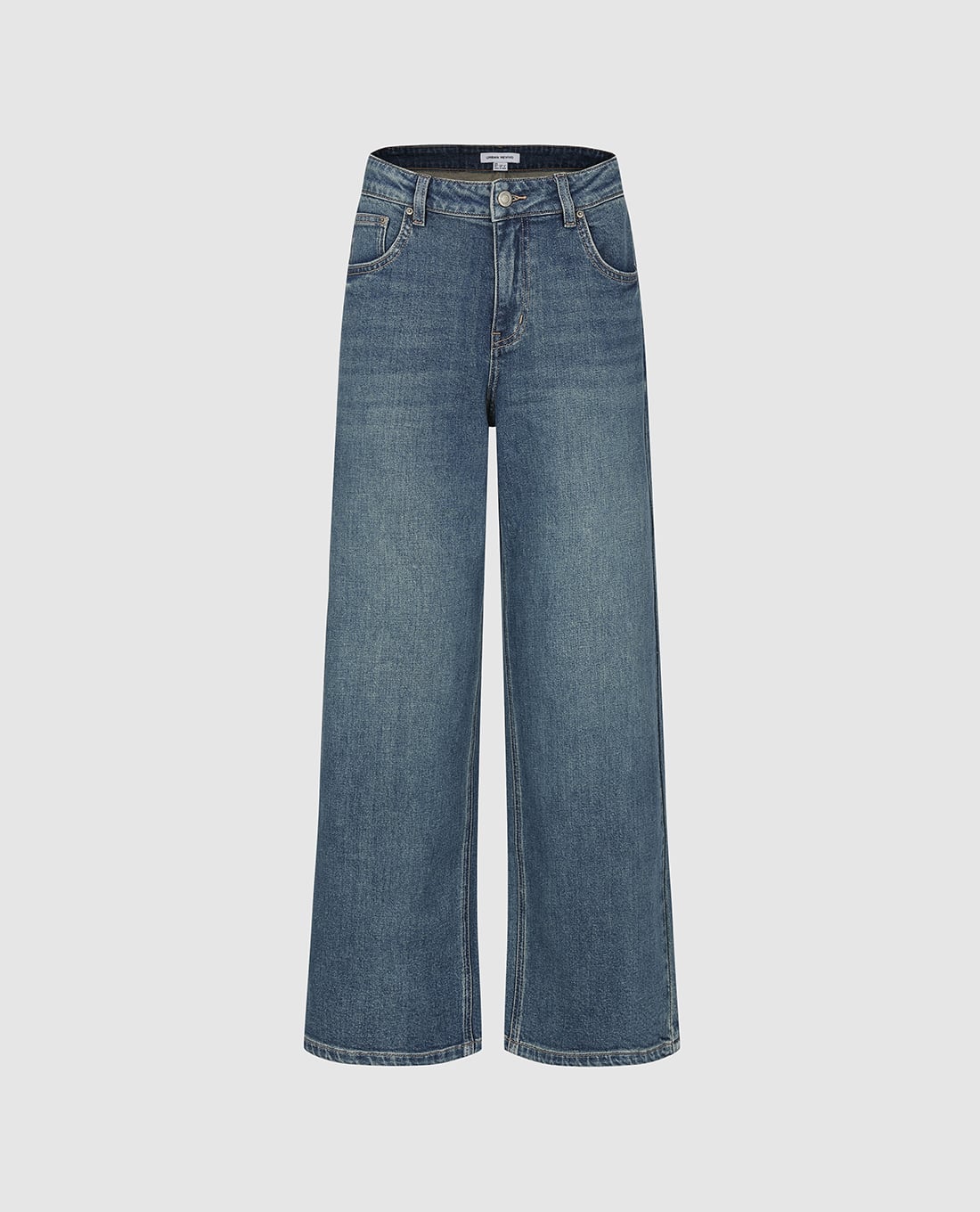 URBAN REVIVO - Quần jeans nữ ống rộng wash bạc