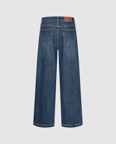  URBAN REVIVO - Quần jeans nữ ống rộng wash bạc 