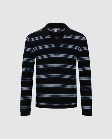  URBAN REVIVO - Áo polo nam dệt kim tay dài kẻ sọc 