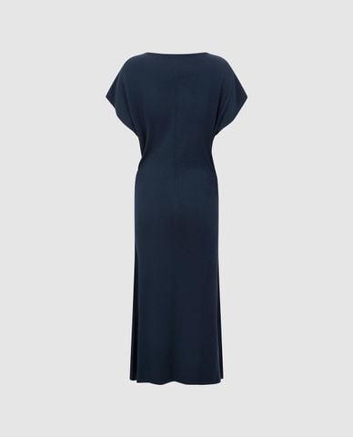 URBAN REVIVO - Đầm dệt kim midi cổ tròn tay ngắn 
