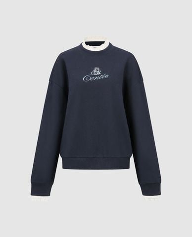  URBAN REVIVO - Áo sweatshirt nữ cổ bèo tay dài in chữ 