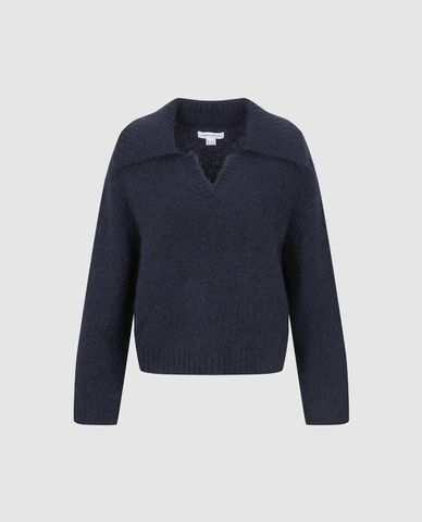  URBAN REVIVO - Áo dệt kim nữ cổ bẻ tay dài thanh lịch 