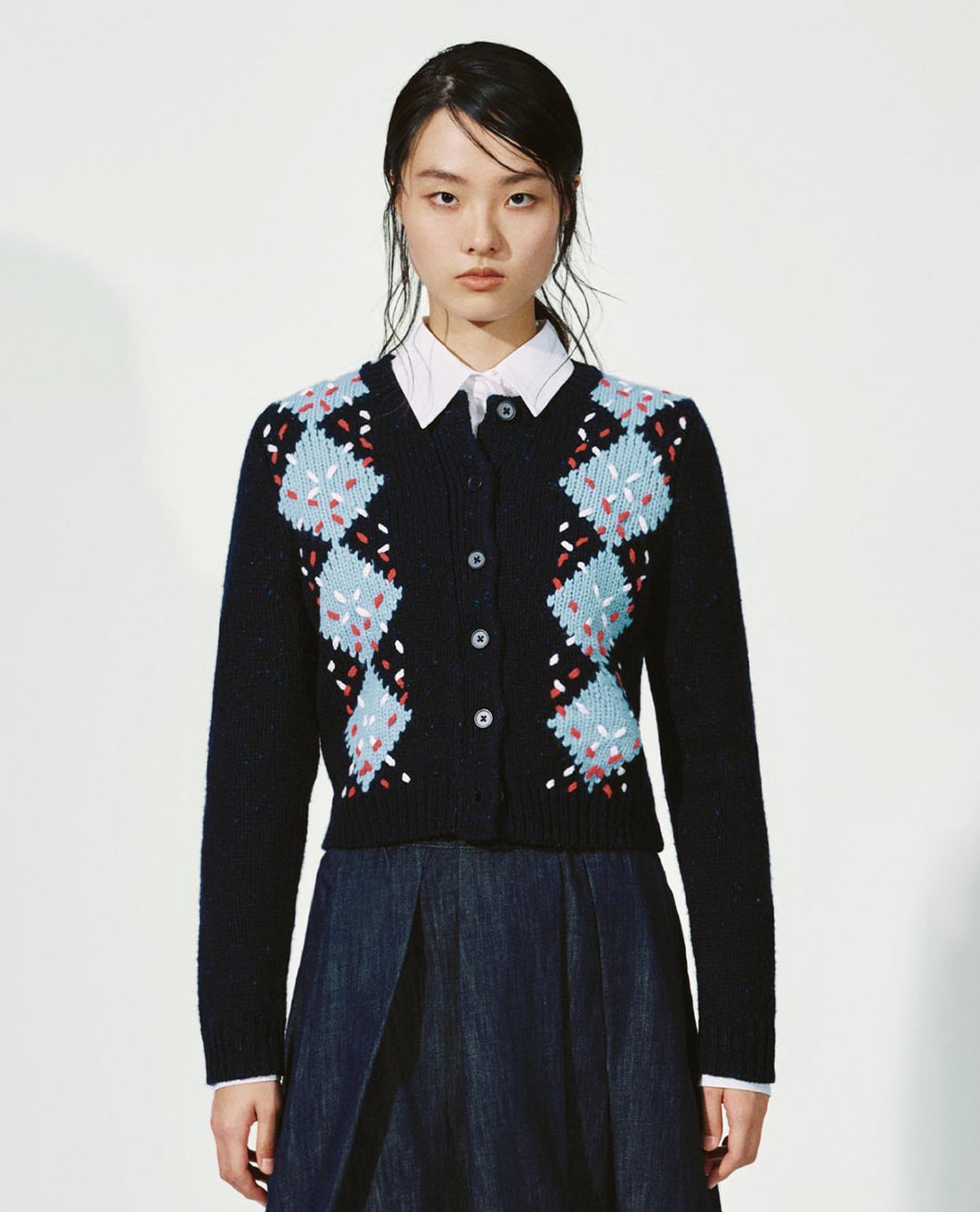 URBAN REVIVO - Áo khoác cardigan nữ cổ tròn tay dài