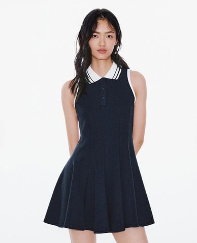  URBAN REVIVO - Đầm polo mini sát nách dáng xòe 